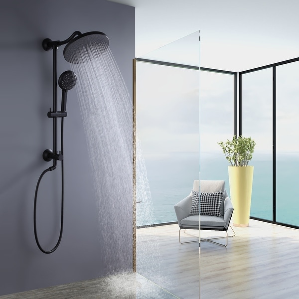 High Pressure 5 Way 10 Rain Shower Head Black with Handheld
