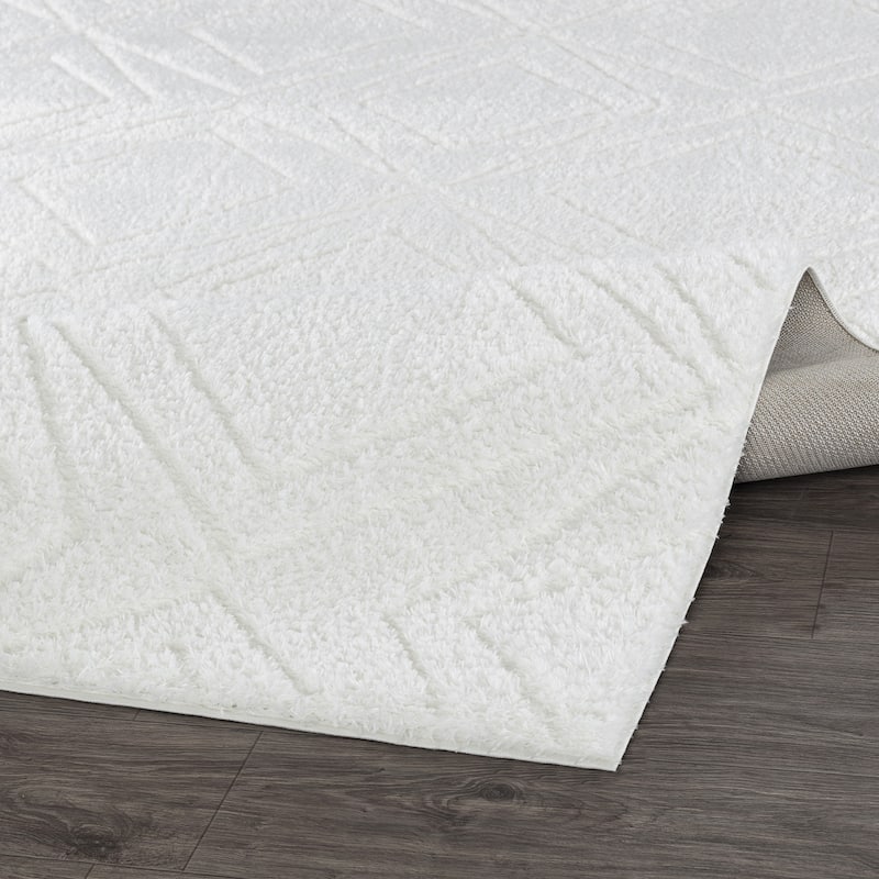 Pasargad Home Turkish Shag Collection Ivory Area Rug Plush 1 Inch Pile