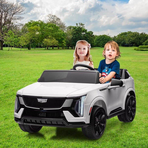 slide 2 of 28, 24V Kids Ride on Car Licensed Cadillac 2 Seater Ride on Truck Toy Battery Powered Electric Car for Toddlers for Kids Ages 3-5 White