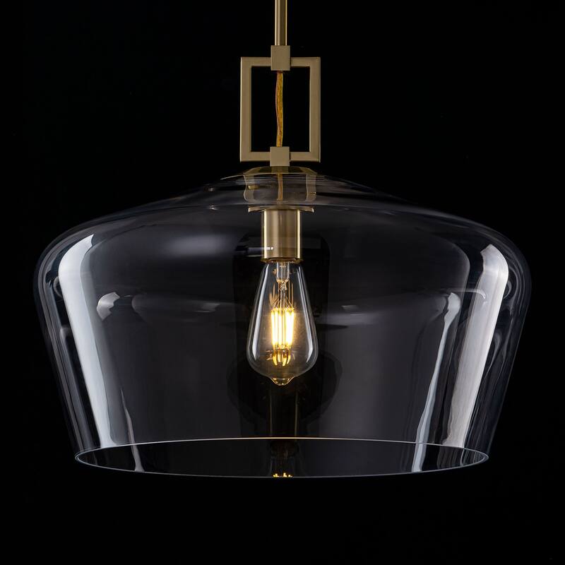 Starskys 1-Light 18in.W Modern Clear Glass Dome Pendant Light