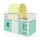 preview thumbnail 2 of 19, Twin Size Loft Bed Playhouse Bed Frame with Tower Tent and 3 Storage Pockets