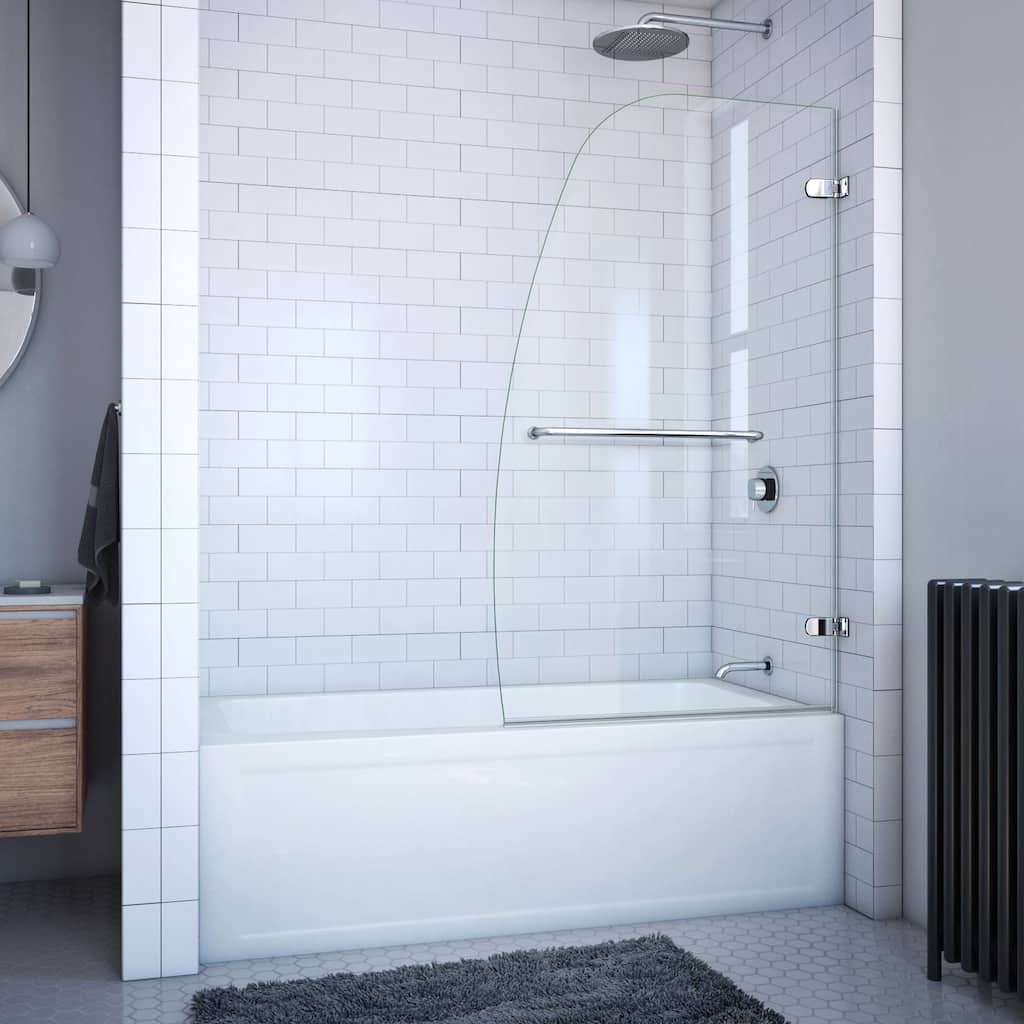 DreamLine Aqua Uno 34 in. W x 58 in. H Frameless Hinged Tub Door - 34.31" W - 34.31" W