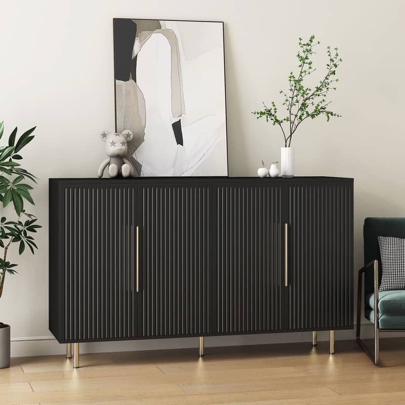 56.69''W Modern Cabinet with Storage and Adjustable Shelves