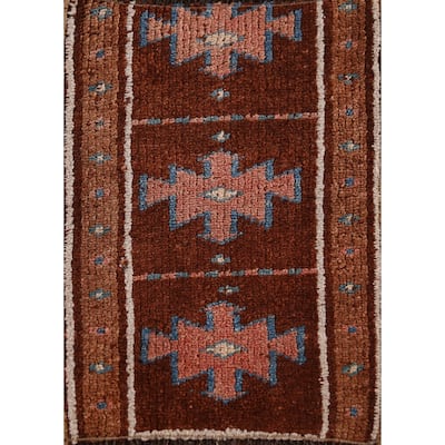 Hand Knotted Oriental 100% Wool Carpet Transitional Tribal Brown Anatolian Area Rug - 2' 3'' X 1' 5''