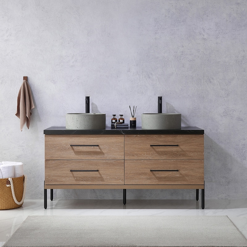 Trento Bath Vanity with Sintered Stone Top with Concrete Sink (R)