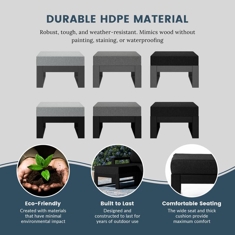 Endless Patio Deep Seating Ottoman with Black Frame