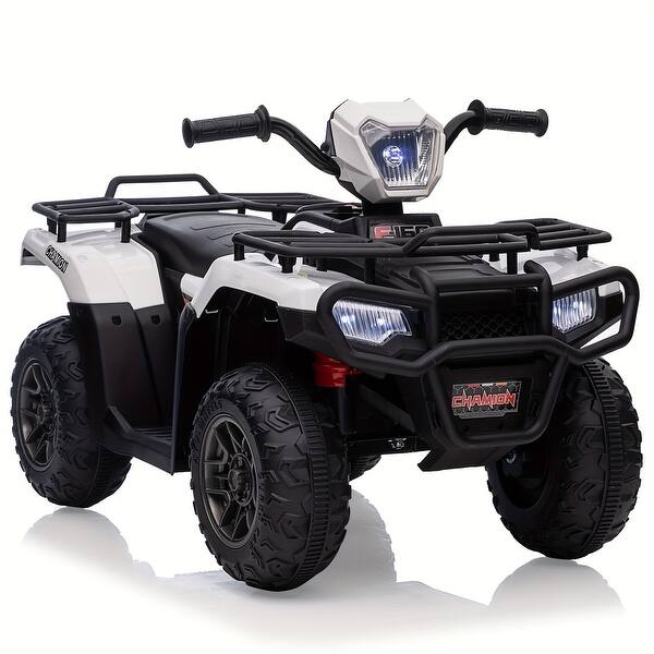 slide 2 of 5, 12V Electric ATV, Battery Powered Vehicle, Four Wheeler, Dual Speed ​​Adjustment 1.5-2.2mph, Push Button Start, White White