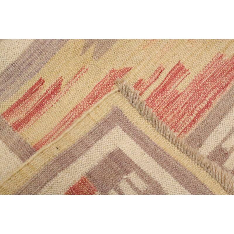Hand Woven Oriental 100% Wool Carpet Southwestern Tribal Oranges & Rust Kilim Area Rug - 5' 0'' X 3' 2''