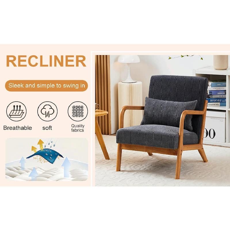 Mid-Century Modern Accent Chair, Armchair Living Room Chairs with Pillow