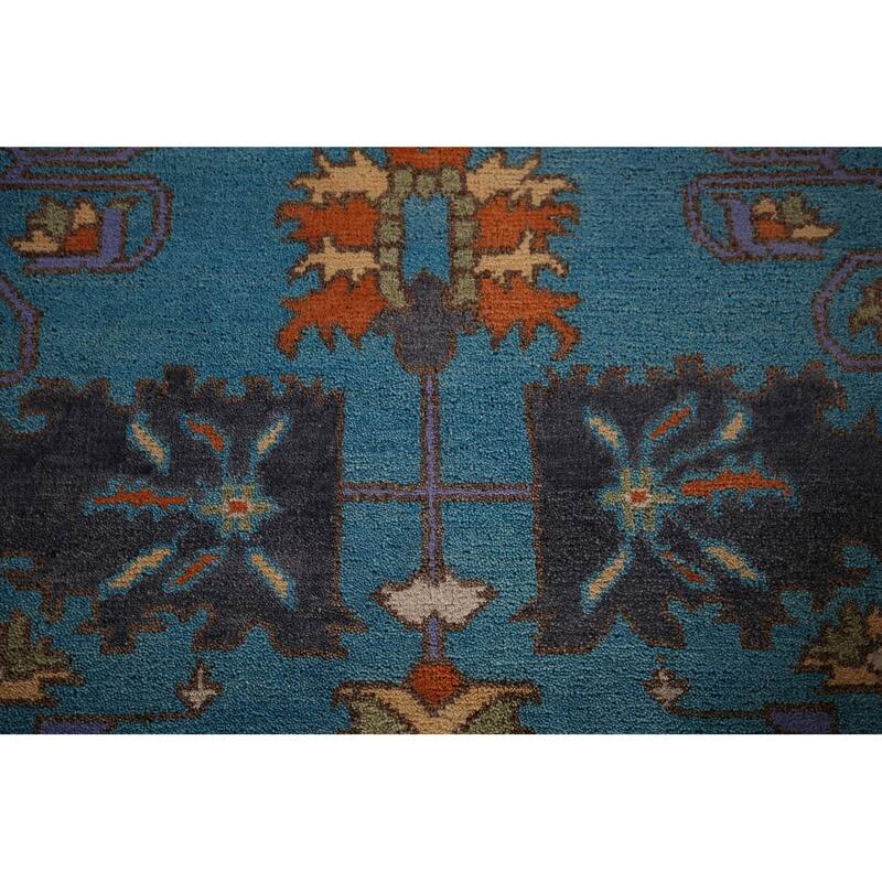 Blue Oushak Oriental Area Rug Handmade Wool Carpet - 8'11" X 11'8"