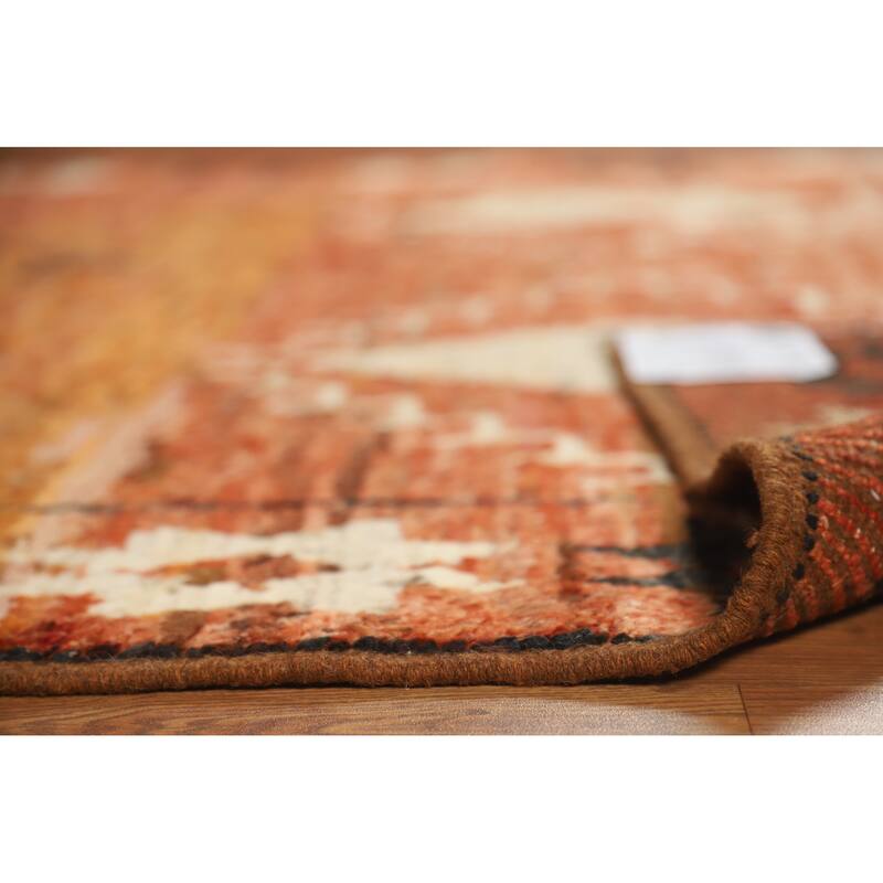 Orange Moroccan Oriental Area Rug Hand-Knotted Wool Carpet - 6'8" x 9'9"