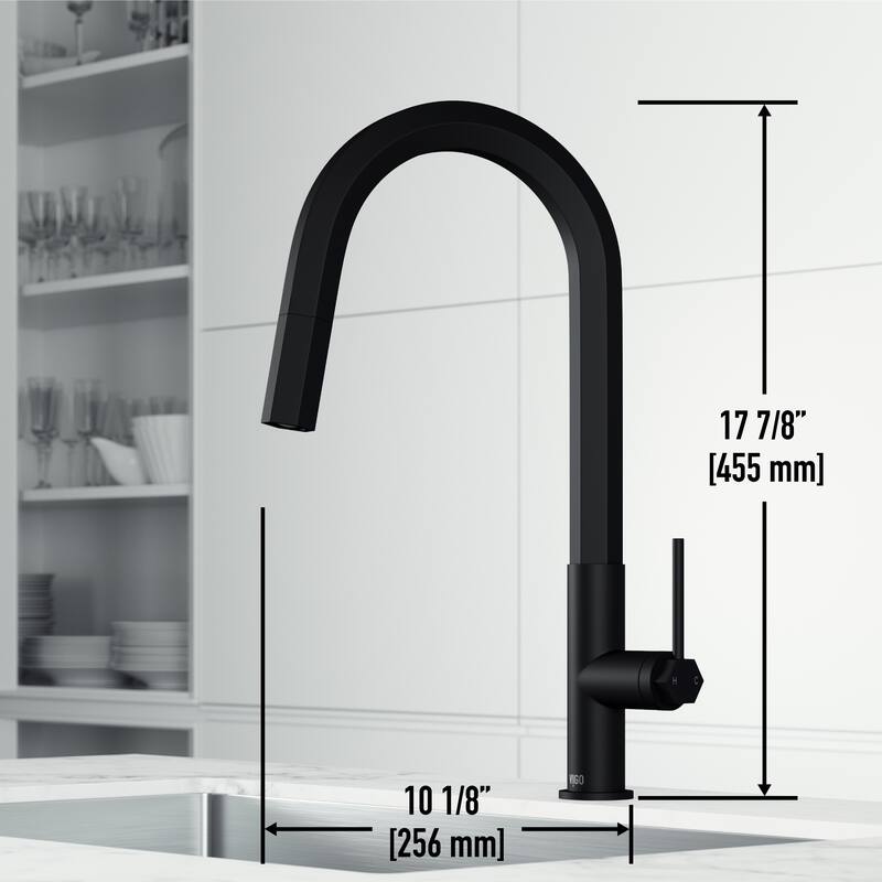 VIGO Hart Hexad 18" H Single Handle Pull-Down Kitchen Faucet