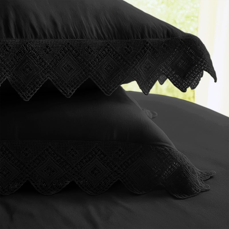 Elsie Lace Ebony 6 Piece Coverlet Set
