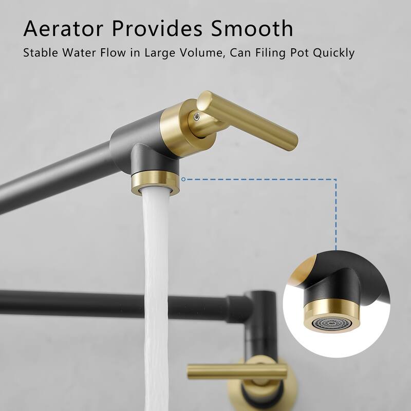 Wall Mounted Folding Pot Filler with Double-Handle Kitchen Sink Faucet - 26.49"D×0.78"W×2.36"H