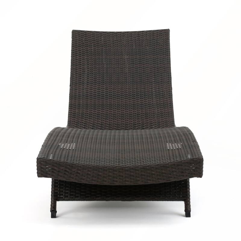 Adjustable Brown Wicker Lounge Chair Set Weather Resistant