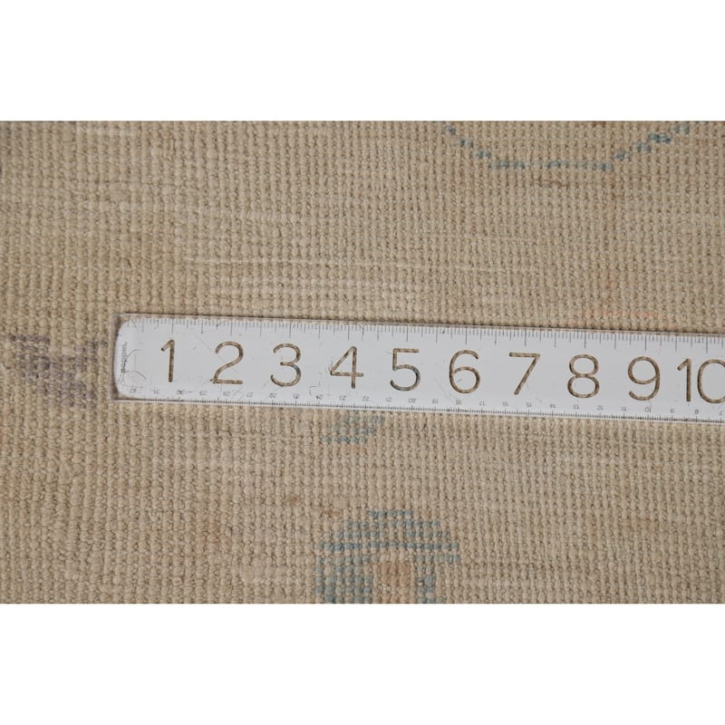 Transitional Beige Oushak Turkish Large Rug Hand-Knotted Wool Carpet - 9'6"x 13'9"