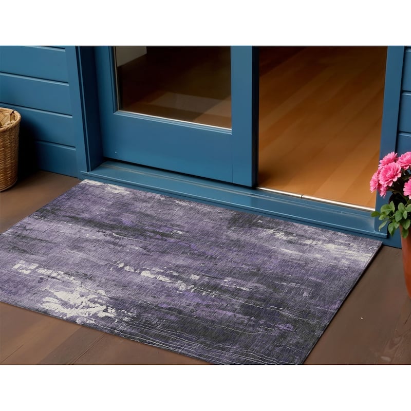 HomeRoots Abstract Transitional Rectangle Outdoor Rug - 3' x 5'
