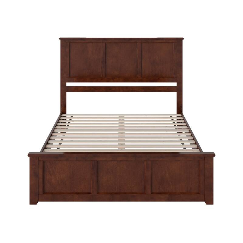 Charlotte Solid Wood Low Profile Platform Bed with Matching Footboard - Walnut - Queen