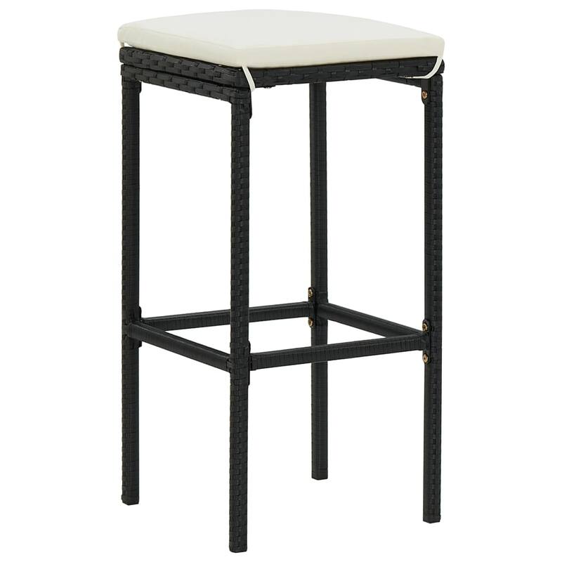 vidaXL 5 Piece Patio Bar Set with Cushions Black Poly Rattan