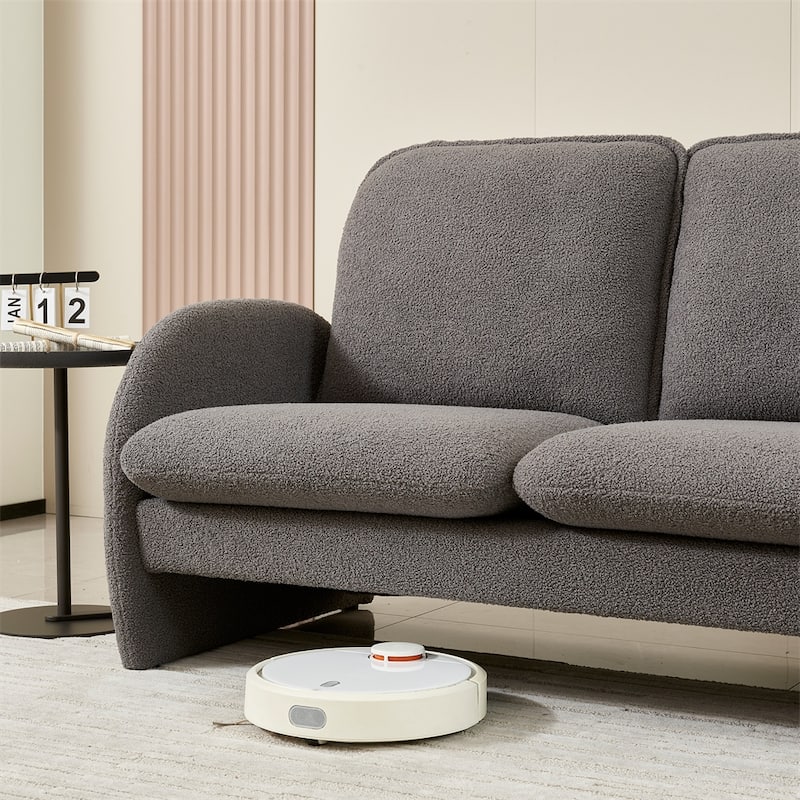 59" Sherpa Fabric Upholstered Sofa Small Couch for Living Room