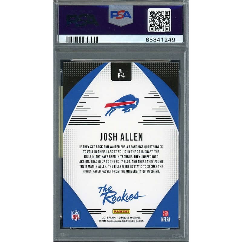 Josh Allen 2018 Panini Donruss Football Rookie Card #R4 Graded PSA 9 - 8'6" x 11'6"