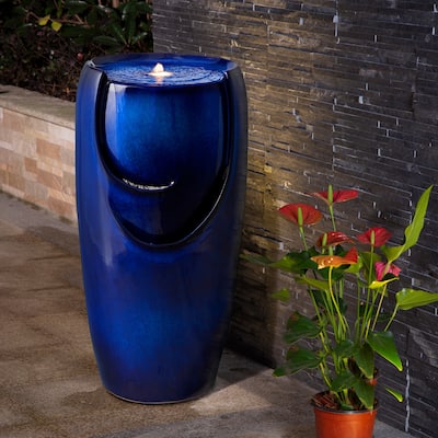 Glitzhome 30"H Oversized LED Ceramic Fountain
