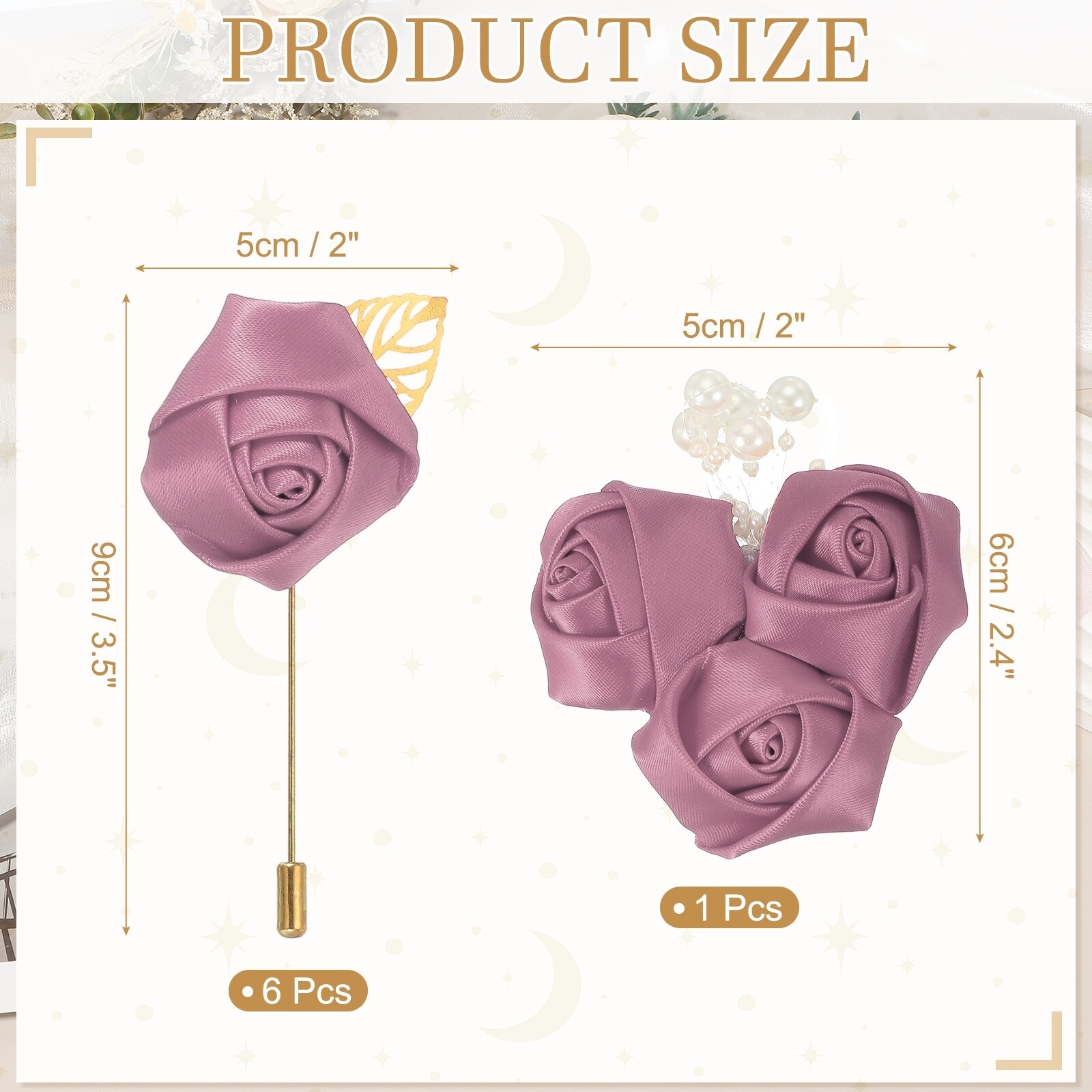 Burgundy Rose Boutonnieres Pins for Formal Party - 9x5cm