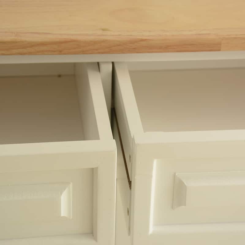 Kitchen Island & Kitchen Cart,Rubber Wood Top, Big & Adjustable Shelf Inside Cabinet