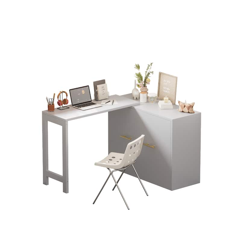 Twin Size Murphy Cabinet Bed - Adjustable Desk, Foldable Cushion, Chest Dresser for Small Spaces/Guest Room