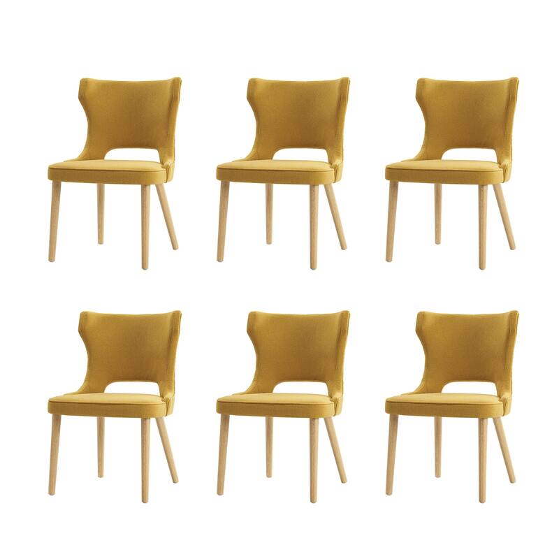 Rita Mid-century Modern Dining Chair with Solid Wood Legs Set of 6 by HULALA HOME