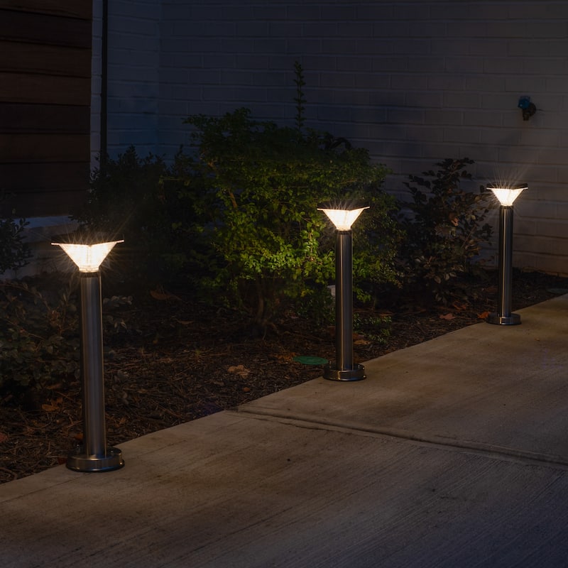 Luxor Stainless Steel Black Bollard Pathway Solar LED Landscape Light
