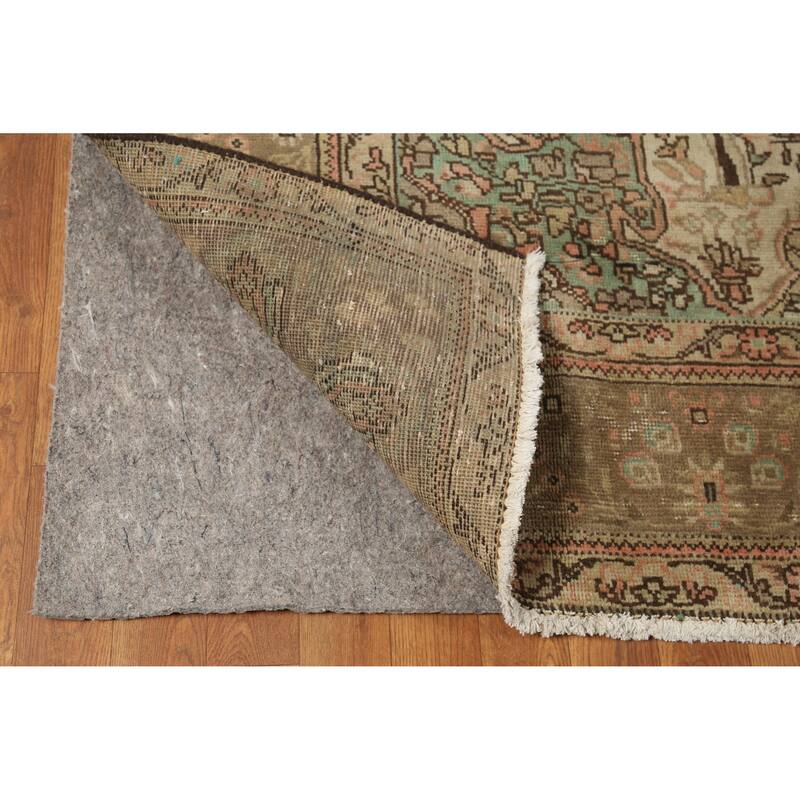 Hand Knotted Oriental 100% Wool Carpet Traditional Medallion Oranges & Rust Tabriz Area Rug - 9' 8'' X 6' 10''