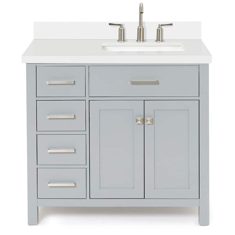 Ariel H037SRWQRVO Bristol 36" Thick Quartz Vanity Top - Grey - Ash Finish