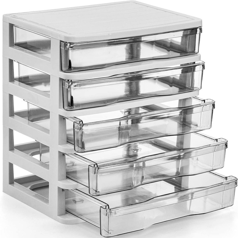 5 Drawer Desktop Storage Bin - White