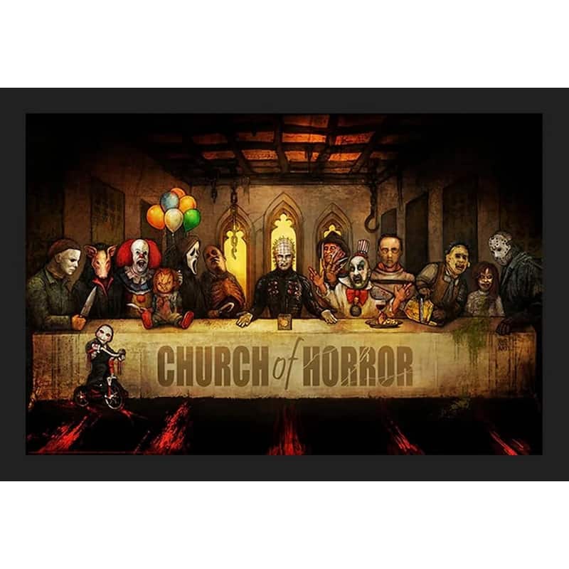 Church of Horror by Big Chris Movie Horror Characters Framed Poster - 24 x 36 Inch