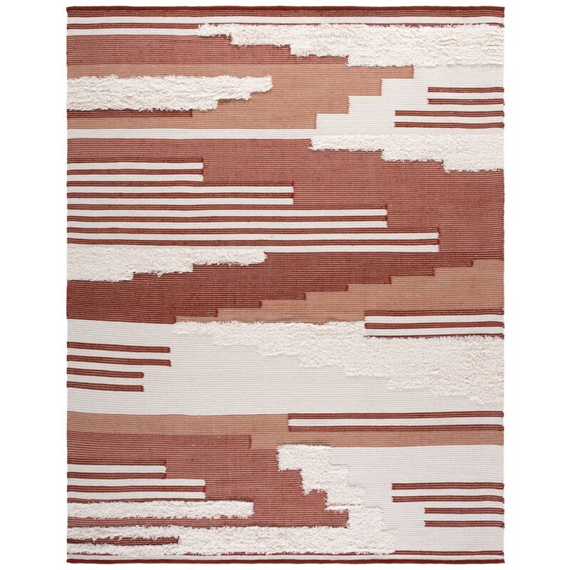 SAFAVIEH Handmade Kenya Jozefa Southwestern Rustic Wool Rug - 8' x 10' - Rust/Ivory