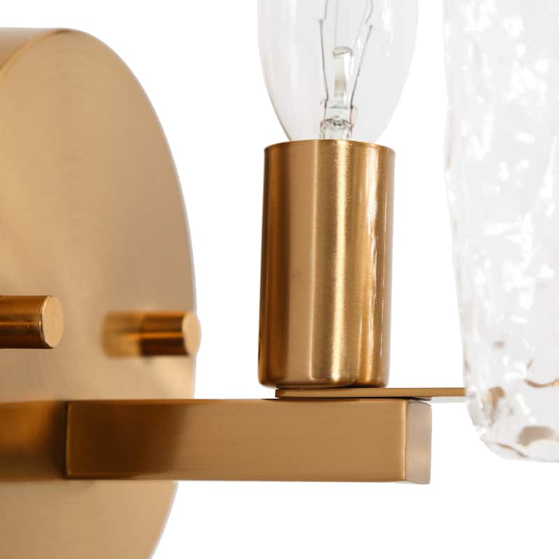 Fenro Modern Brass Wall Sconce Glass Art Deco Bathroom Vanity Light - Electroplated Gold - L4.7"*W5.9"*H10.6"