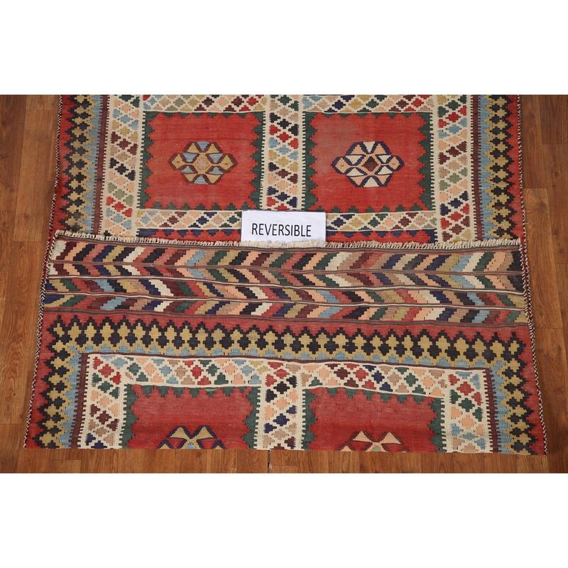 Vegetable Dye Kilim Qashqai Persian Antique Area Rug - 4'8"x 9'3"