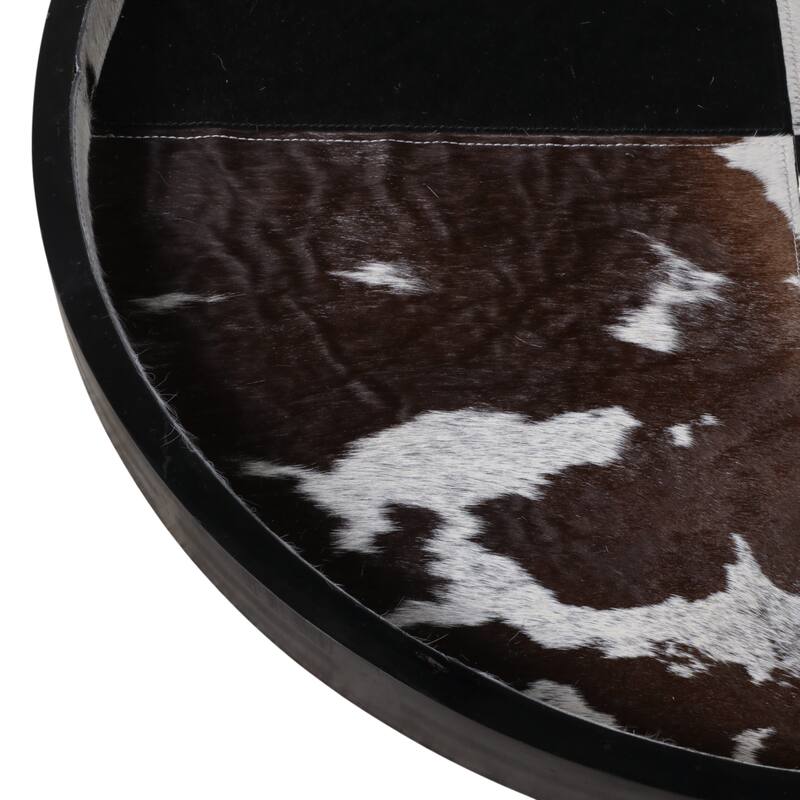 Wood Decorative Tray Stylish Round Two-Tone Design - 29" Black - 28.75"