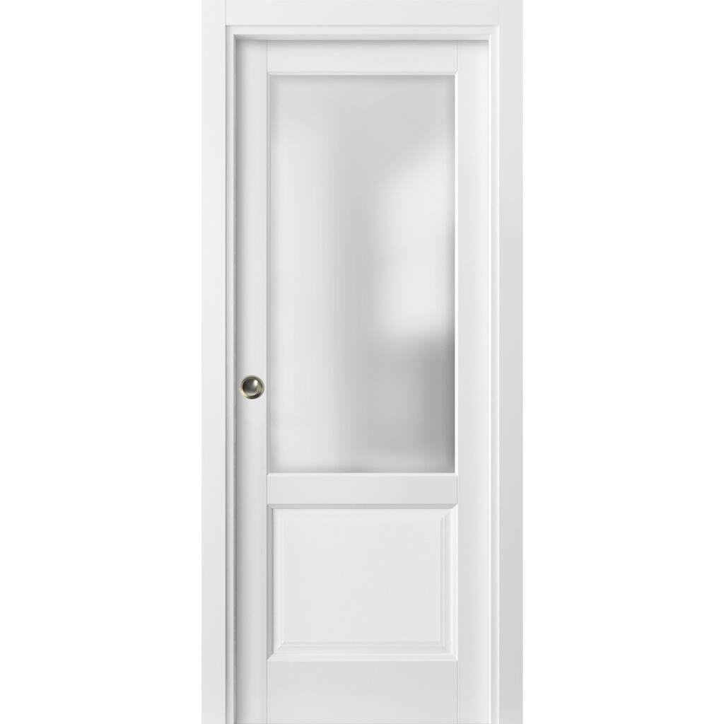 Panel Lite Pocket Door Frames / Lucia 22 White Frosted Opaque Glass