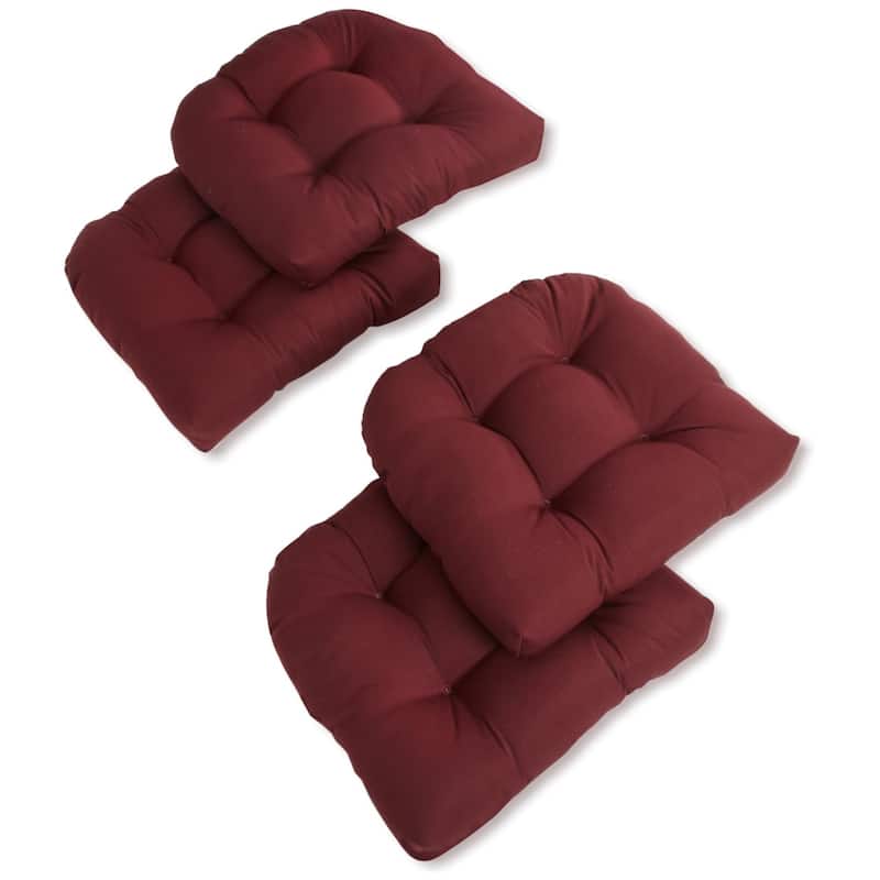 19-inch Twill U-shaped Chair Cushion (Set of 1, 2, or 4) - 19 x 19 - Set of 4 - Burgundy