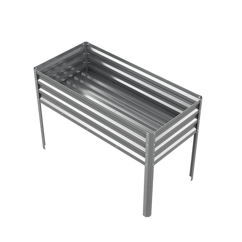 Meyreso 48" x 30" x 20" Galvanized Raised Garden Bed with Legs, Metal Elevated Planter Box, Rust-Resistant, Safety Edging