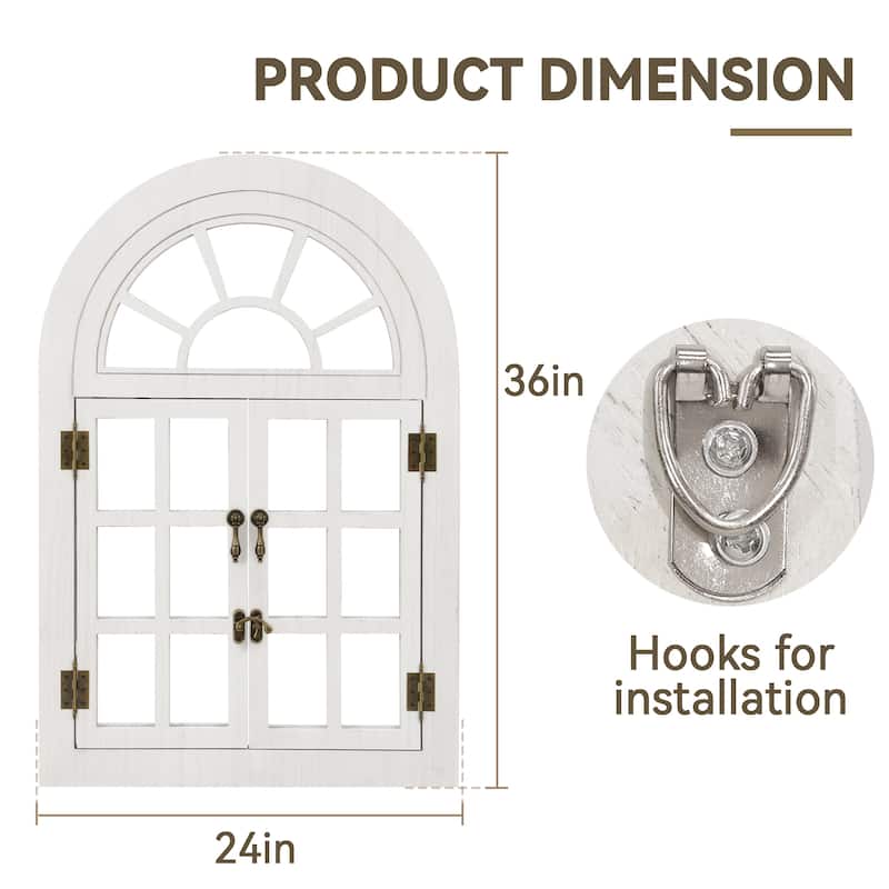 Arched Wood Framed Windowpane Accent Mirror Wall Mirror