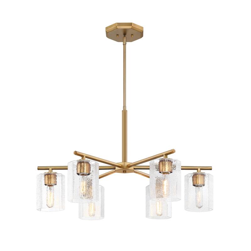 Haven 6-Light Brushed Gold Transitional Shaded Chandelier for Entryways - 32