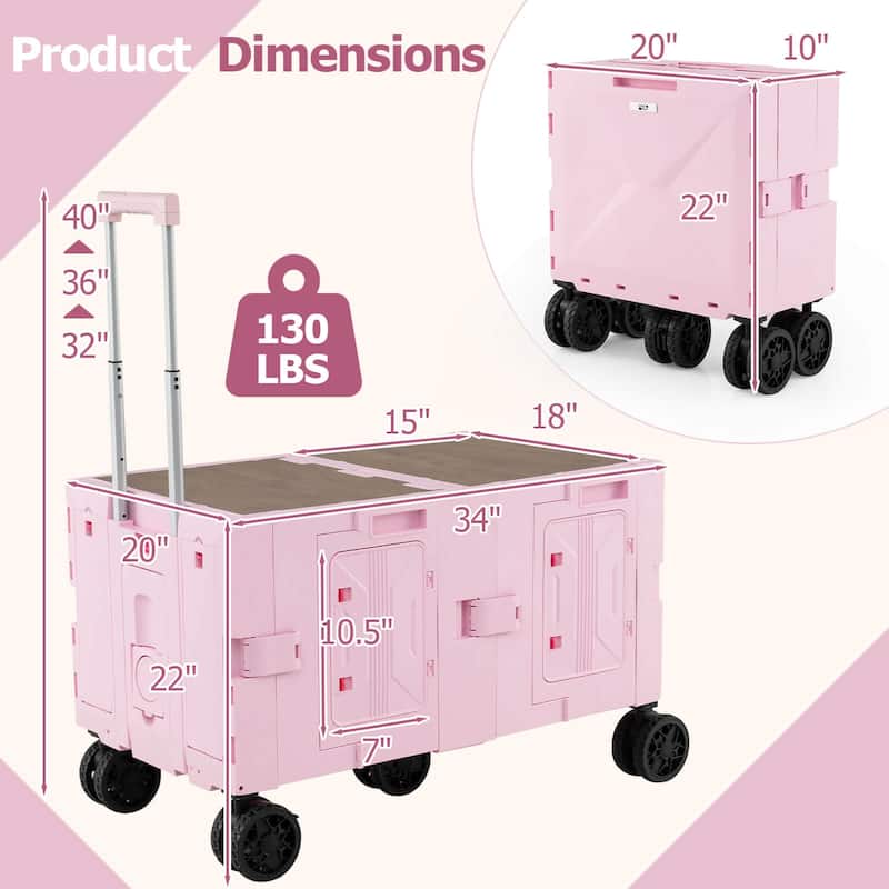 Costway Large Foldable Utility Cart with 2-Tier Storage Crates 5 - See Details