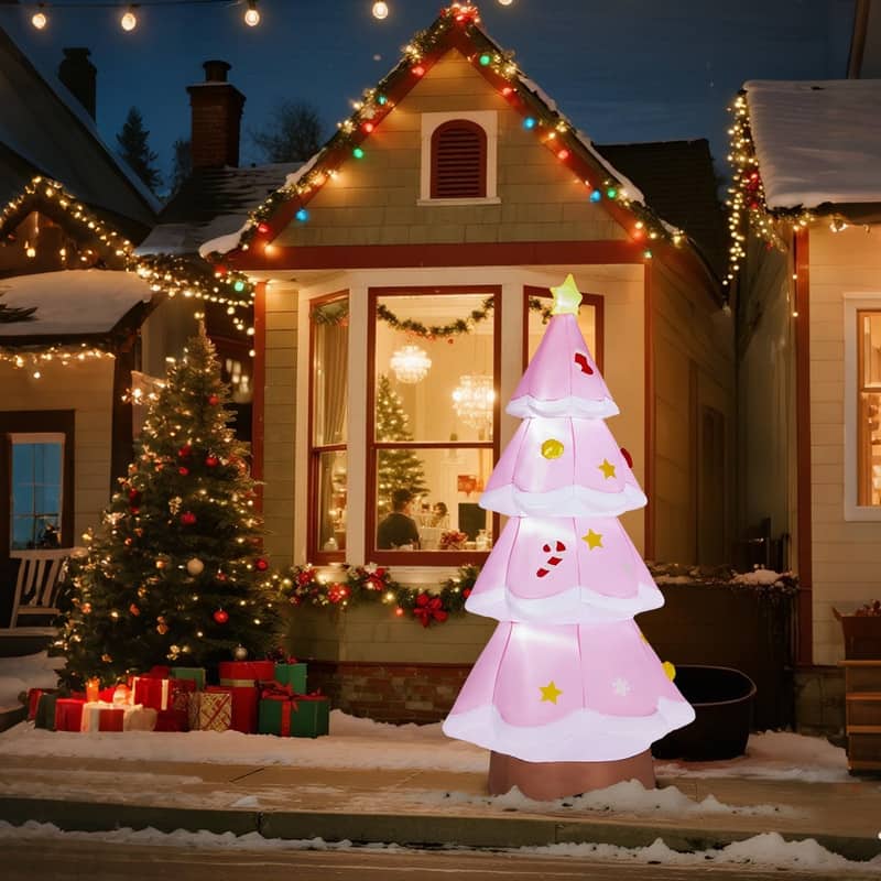 7.2FT Lighted Christmas Inflatable Pink Christmas Tree - Pink