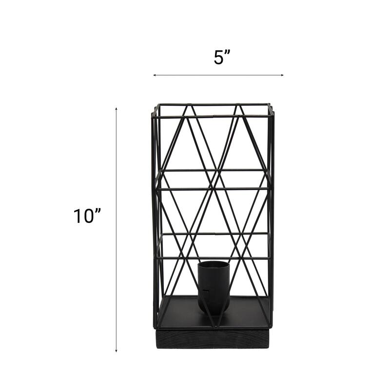 Geometric Metal Cage Table Lamp - 10" - Black