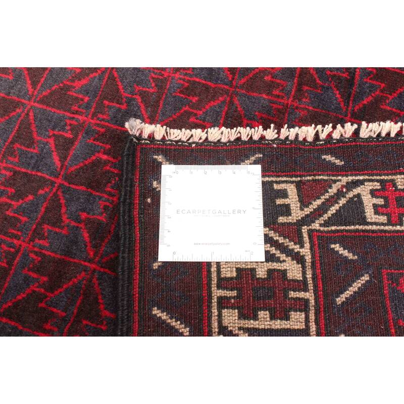 ECARPETGALLERY Hand-knotted Teimani Dark Burgundy Wool Rug - 2'11 x 4'9