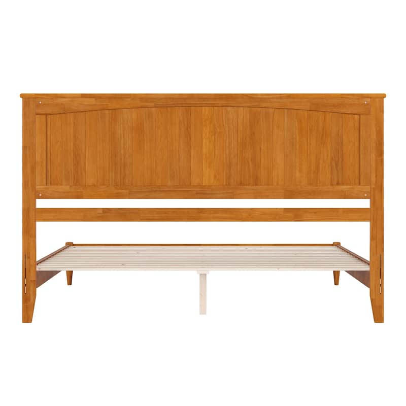 King Size Platform Bed - Solid Wood Low Profile Bed Frame, Modern Design, Light Toffee Finish