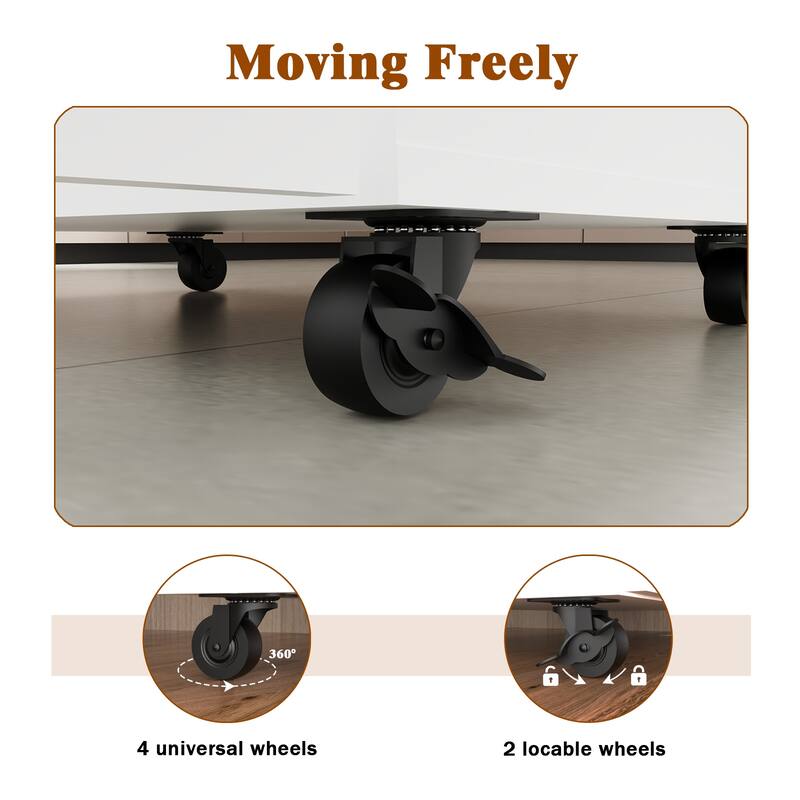 Anmytek Multifunctional Rolling Kitchen Island with Storage Barn Door Portable Cricut Cart Coffee Bar